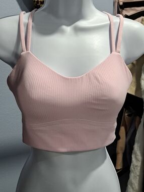 lululemon athletica Light Pink Ribbed Strappy Sports Bra Crop Top